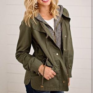 Olive utility jacket w/ hood